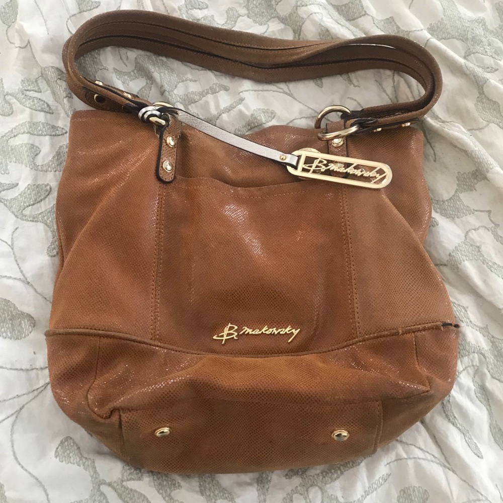 B. Makowsky Margene Snakeskin Leather Bag